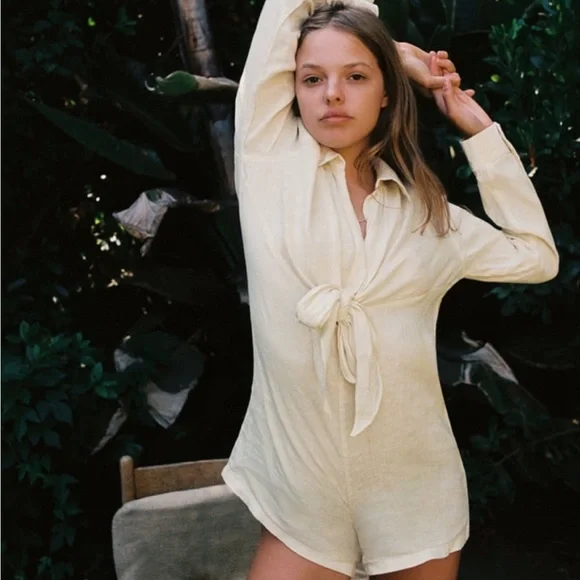 Zara Cream Tie-Front Jumpsuit